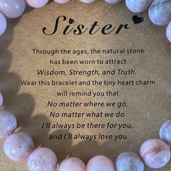 Pink and Gray Beaded Bracelet with Heart Charm - Picture 2 of 3